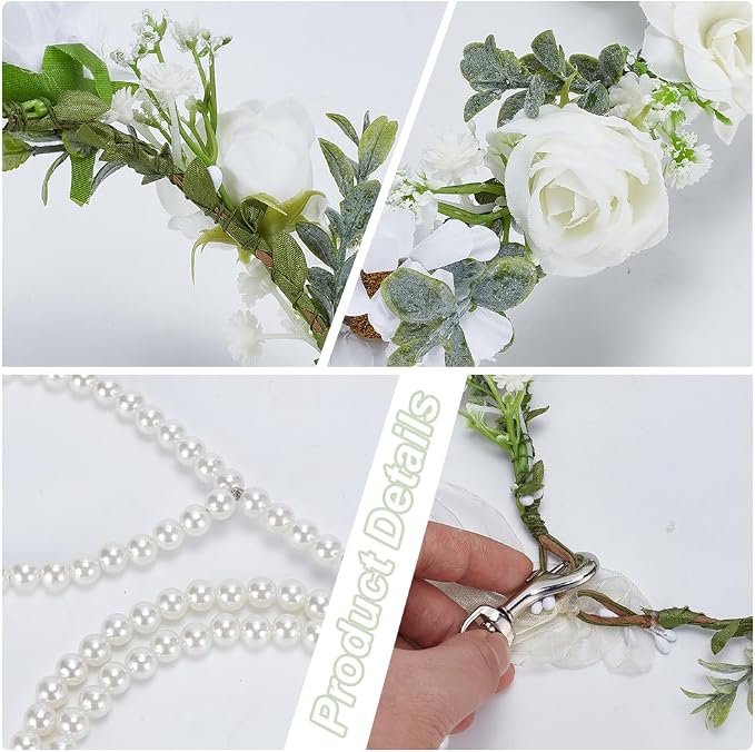 FREEBLOSS 3Pc Dog Wedding Pearl Leash Collar Dog Weddings Flower Ring Storage Bag for Dog Collar Dog Wedding Attire Wreath Bow Pet Photo Prop Dog Collar Ring Bag Dog Wedding Accessories