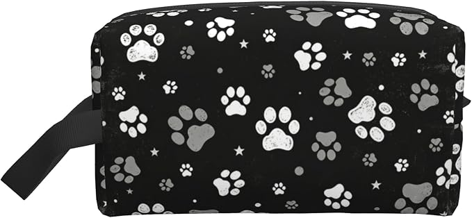 paw print Makeup Bag - Durable 600D Oxford Fabric Travel Cosmetic Bag, Shockproof Foam Padded Toiletry Organizer for Gym & Daily Use 10x6.2x4.9 Inch