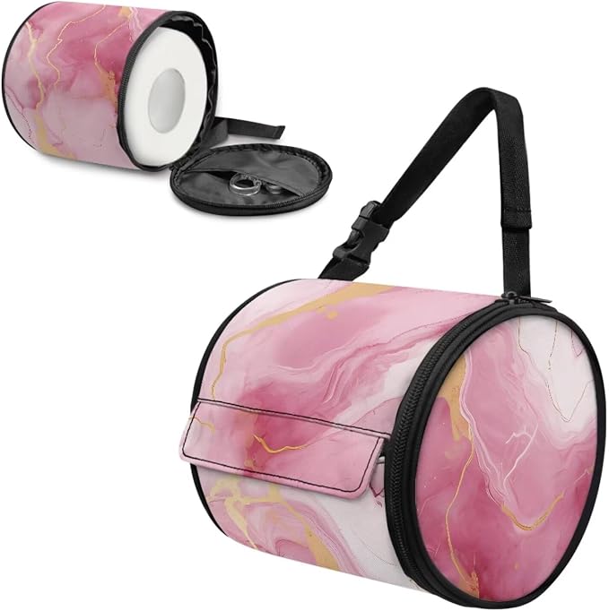 Pink Marble Print Wall Mounted Toilet Paper Holder Moisture Resistant Versatile Tissue Roll Paper Holder Hanging Bathroom Tissue Towel Roll Holder 6.3 * 6.3 * 6.3 Inch