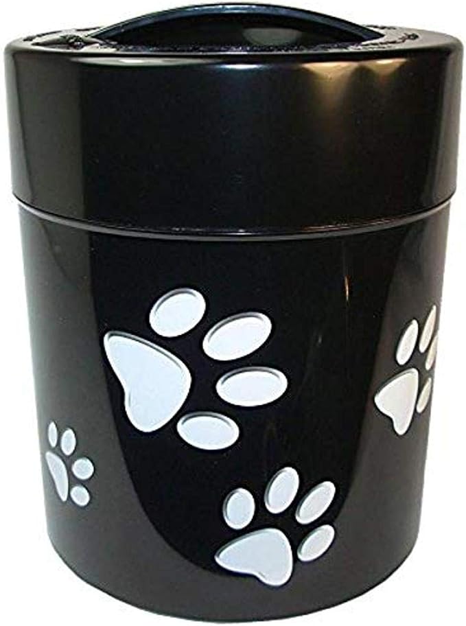 Tightpac Pawvac Kilovac Airtight Pet Food Container – Multi-Use Vacuum Container for Pet Food and other Dry Goods – 2.5 lbs / 40 oz / 3.8L, Wide-Mouth, Patented Vacuum Seal, Black with Paws