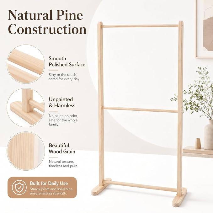 Wood Pet Clothing Display Stand, 2 Tiers Dog Closet Garment Rack Pets' Clothes Rail Holder Rack for Pet Apparel & Accessories