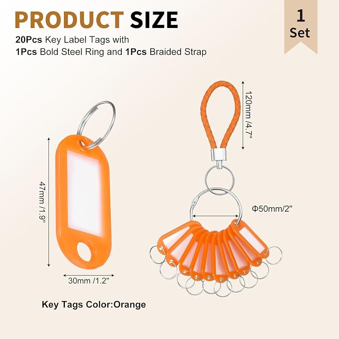 PATIKIL Key Tags with Labels, Key Organizer Keychain Markers Tags Holder with Bold Steel Ring and Braided Strap for Office