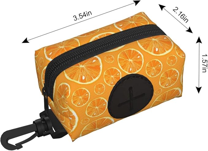 Citrus Orange Slices Pet Waste Bag Dispenser 0.2L | Portable Dog Poop Holder Waste Bag With Zipper Park Doggy Walking Accessory