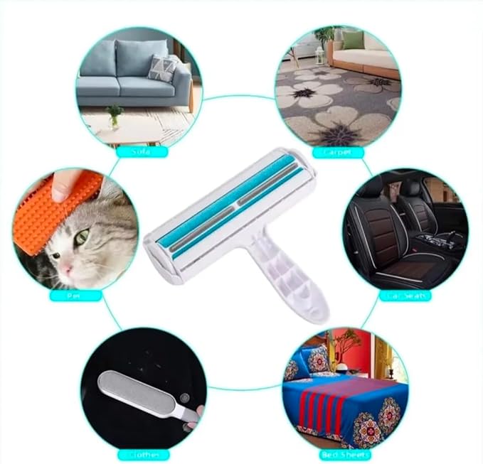 Reusable Pet Hair Remover Roller, Self-Cleaning Lint Roller for Dog and Cat Fur, No Sticky Tape for Couch, Carpet, Furniture, Bedding, Home and Car