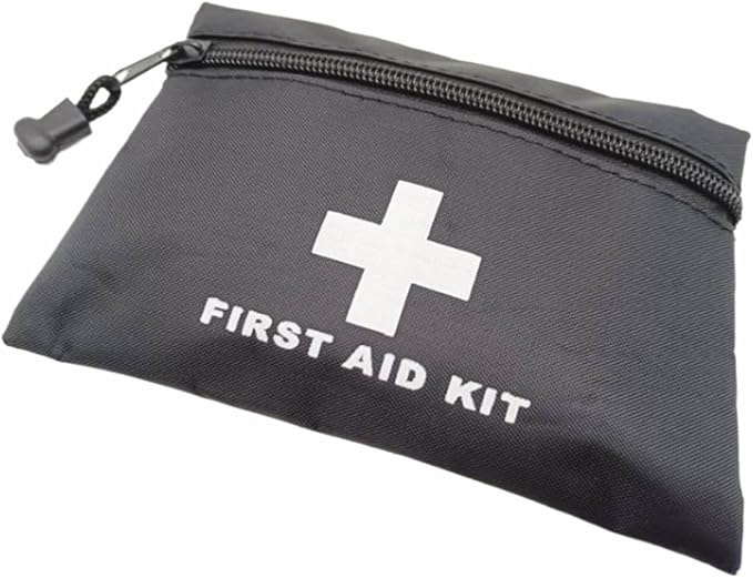 Red Emergency Pouch - Small Travel First Aid Bag for Car, Home, Office, Outdoors (Black 16x11cm)