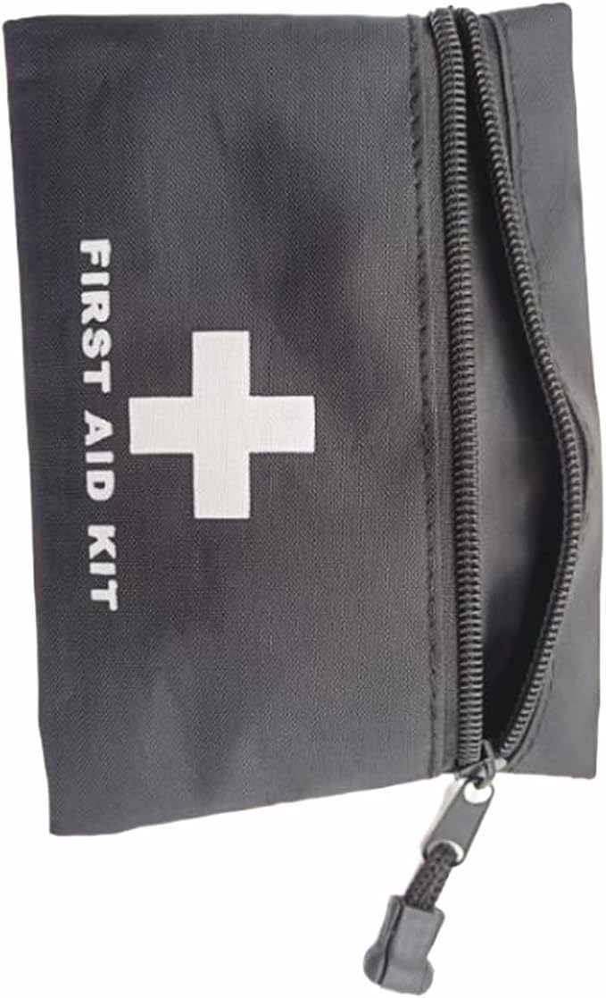 Red Emergency Pouch - Small Travel First Aid Bag for Car, Home, Office, Outdoors (Black 16x11cm)
