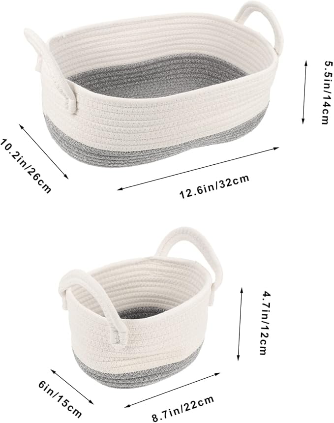 3pcs Woven Dog Toy Storage Basket Double Handles Rope Organizer for Pet Toys Compact and Practical Design for Home and Utility Rooms