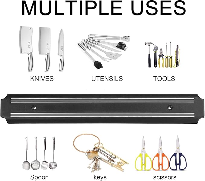 Magnetic Knife Holder 15in Magnetic Knife Strip for Wall, Powerful Magnetic Knife Rack, Securely Hang Knives on Multipurpose Tool Holder