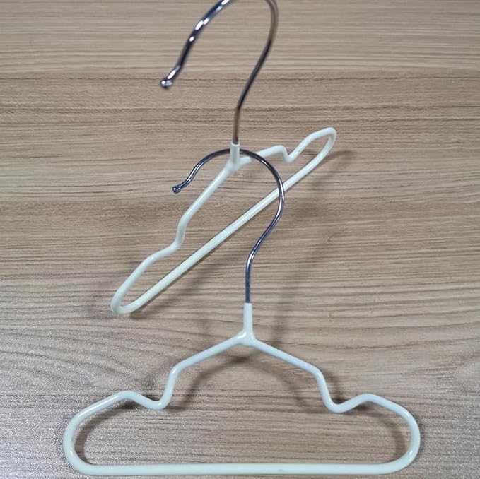 12 Pack Dog Clothes Hangers 7 Inch Wide Non-Slip Metal Pet Clothes Hangers Cat Clothing Holder Coat Hanger for Small Dogs Cats Puppy Chihuahuas (Beige)