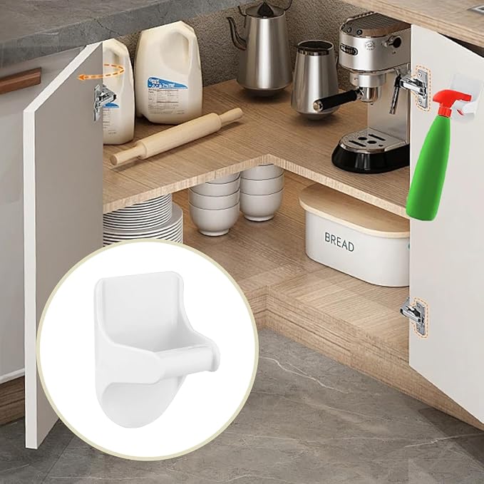 KuuGuu 6 PCS Wall Mount Spray Bottle Hooks Holder to Create Storage Space Easy to Install Adhesive Hook Strong Spray Bottle Organizer for Cabinet, Kitchen, Bathroom- Mount to a Variety of Surfaces