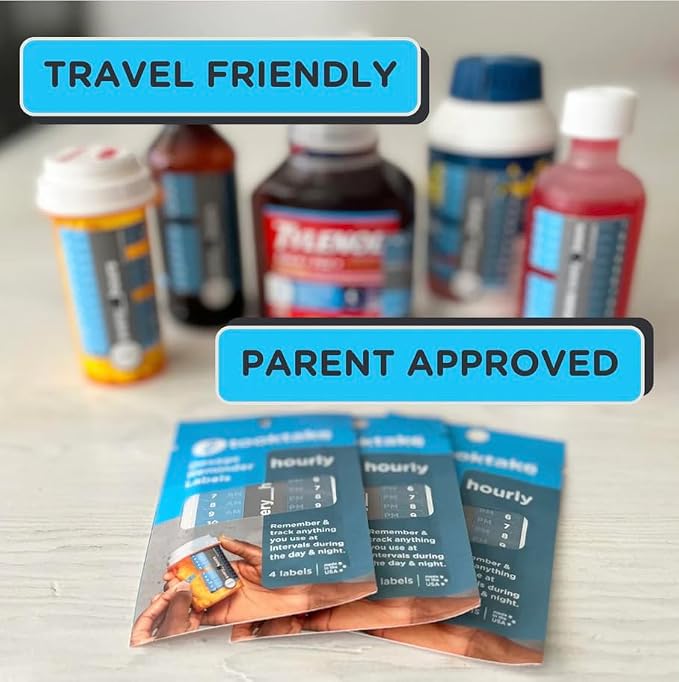TOOKTAKE Hourly Reminder Stickers - for Medication and Vitamins You take 3 or mire Times a Day in Any Form