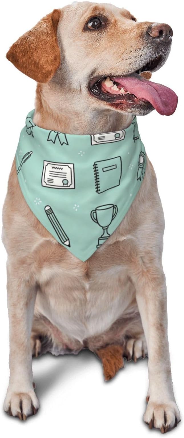 Teacher's Pet Dog Bandana,Funny Bandana Gift,Photo Prop Accessories for Dog Lovers Owner Gift,Triangle Reversible Fall Scarf, Adjustable (Light Green)
