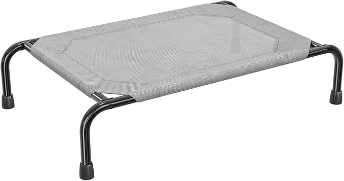 Simple Trending Outdoor Elevated Dog Bed, Cooling Raised Dog Cots, Grey | Pet Bed for Small Dogs, Waterproof Cover, Breathable mesh, Non-Slip Feet, Suitable for Indoor or Outdoor Use, 36.5" x 22.5"