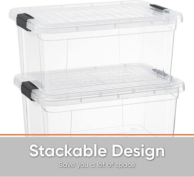 Superio 6.6 Quart Clear Plastic Storage Boxes with Lids, Stackable Organizer Containers, BPA-Free Storage Bins for Home, Office, School & Dorm, 1 Pack