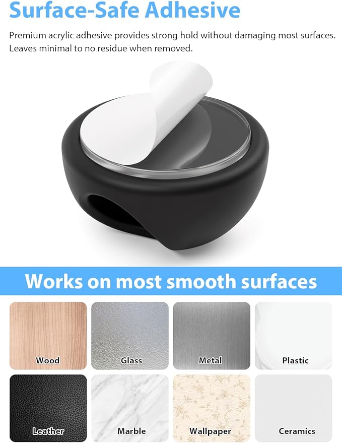 Shintop 6pcs Cord Holder for Nightstand, Self-Adhesive Cable Clips | Rubber Cord Organizer, Charger Holder, Residue-Free, Ready Access for Phone Chargers, USB, Mouse, Headphones, and HDMI