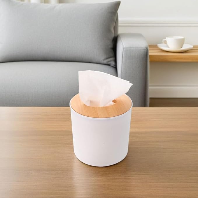 3pcs Tissue Box Cover Organizer with Detachable Lid | White Pet Body, Portable and Stable Storage, for Bathrooms and Living Rooms, round Shape