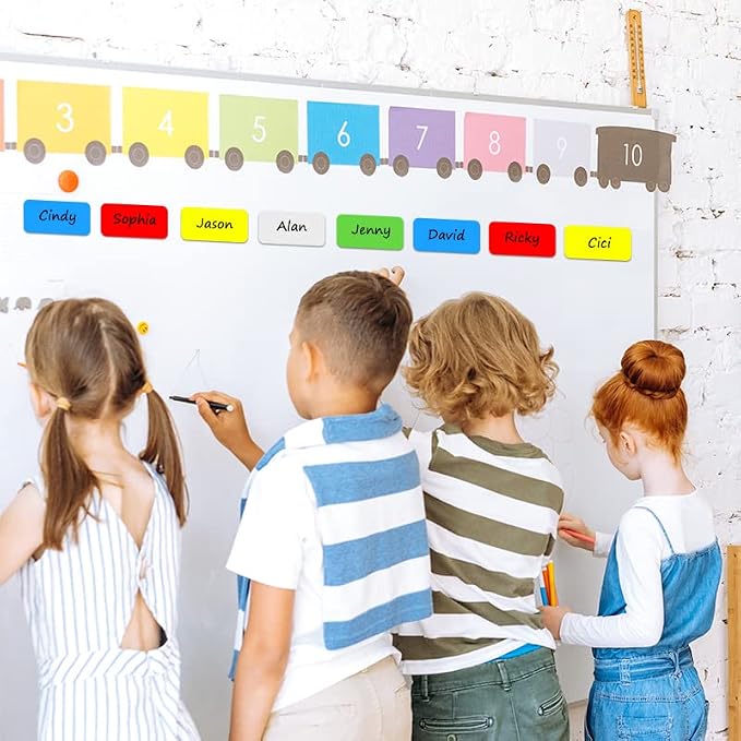 Dry Erase Magnetic Labels, 4x2 Inch, 40 Pieces in 5 Colors, Reusable, for Whiteboards, Locker, School, Classroom, Office, Home