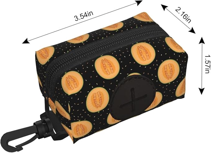 Cantaloupe Melon Pet Waste Bag Dispenser 0.2L | Portable Dog Poop Holder Waste Bag With Zipper Park Doggy Walking Accessory