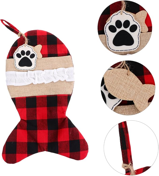 VICASKY 1Pc Christmas Pet Stocking Bag Charming Holiday Pouch for Pets Storage for Christmas and Decorations for Parties and Festive Occasions