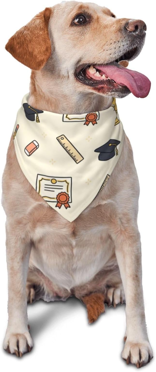 Teacher's Pet Dog Bandana,Funny Bandana Gift,Photo Prop Accessories for Dog Lovers Owner Gift,Triangle Reversible Fall Scarf, Adjustable (Cream-Colored)