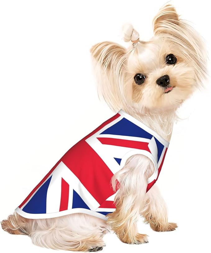 British Union Jack Flag Dog Shirts Sleeveless Puppy Cotton T-Shirts