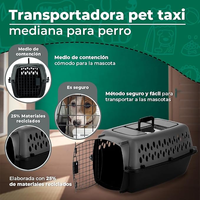Petmate Pet Porter Dog Kennel 23in, Dark Gray and Black, Pets up to 15lbs | Made in USA