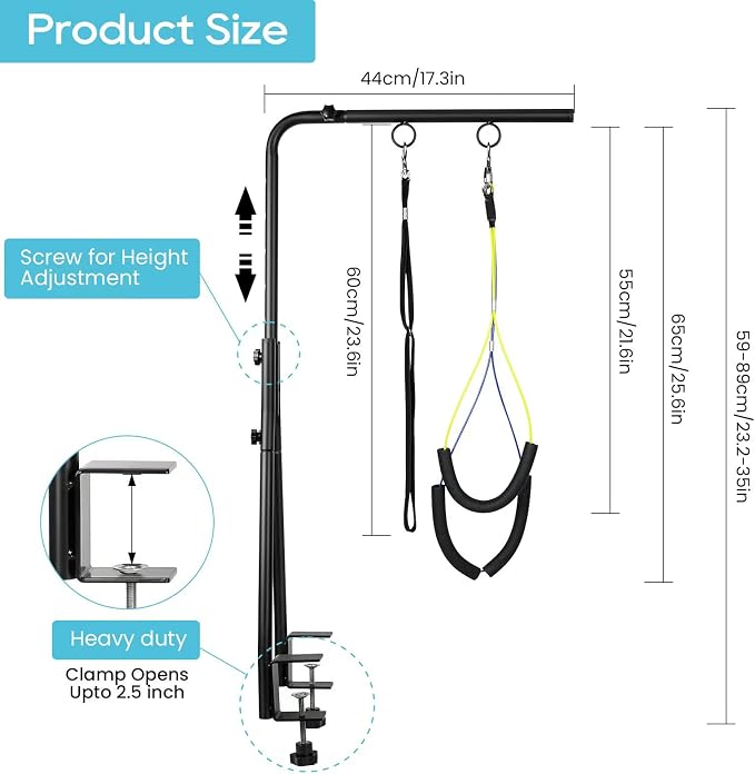 Adjustable Pet Grooming Arm with Clamp for Small & Medium Large Dogs,35" | Dog Grooming Arm,Grooming Loop & No Sit Haunch Holder Dog Grooming Station with Clamp for Home Use,Nail Trimming & Drying