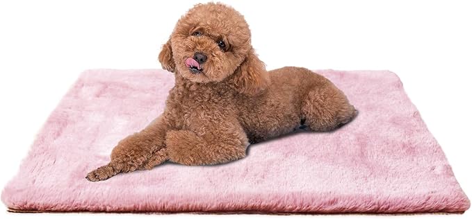 Dog Bed Mat Crate Pads for Dog Cages 24x17.7 Inch Washable Anti-Slip Dog Kennel Pad Soft Small Puppy Cage Cushion Liner, Pink