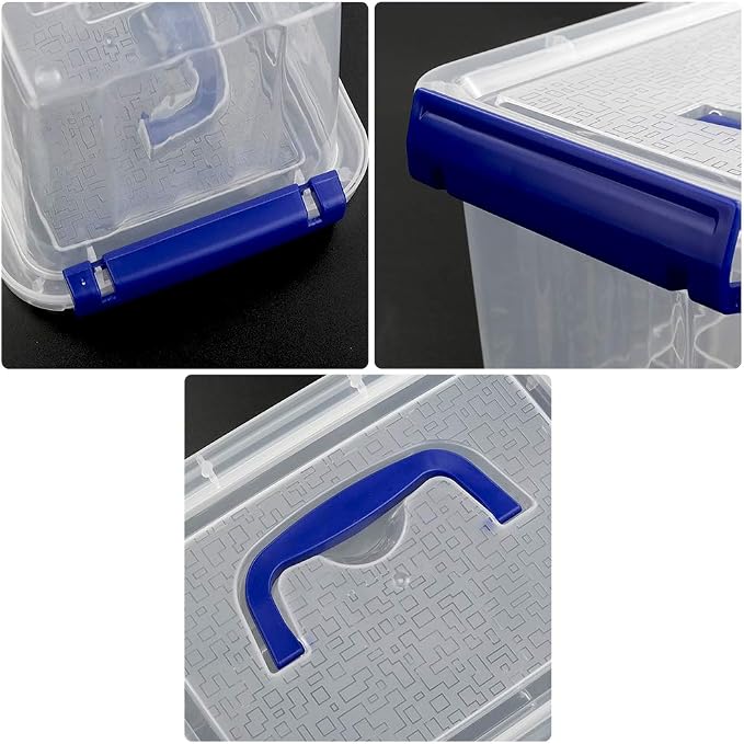 3 L Clear Storage Box, Small Plastic Storage Latch Boxes, 6-Pack
