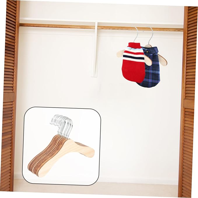 VOSAREA 10-Piece Wooden Dog and Cat Clothes Hangers 8.66 Inch Wear-Resistant PET Hangers for Daily Use Portable Non-Slip PET Clothing Organizer