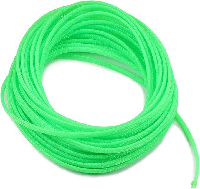 Heyiarbeit 10m/32.8ft PET Expandable Braid Cable Sleeving Flexible Wire Mesh Sleeve Fluorescent Green 4mm