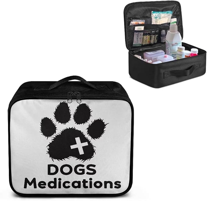 Rnyleeg Paw Prints First Aid Kit for Dog Empty First Aid Bag for Veterinary Medical Kit for Home Car Portable Travel Medical Supplies Bag