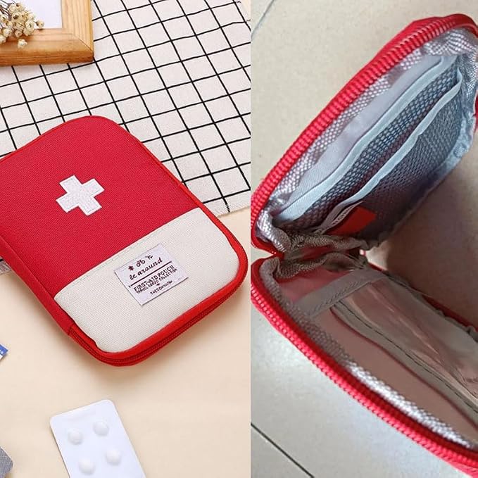2 Pack Empty First Aid Kit Bag Mini First Aid Pouch Portable First Aid Bags Travel Medicine Pouches for Medical Kit Emergency Pill Organizer Box Outdoor Home Office Car Boat Camping Hiking