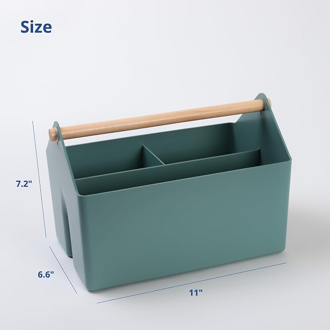 BLUE GINKGO Storage Basket, Medium 4.5L, Green, Made in Korea | Portable. Divided Storage Bin. Everyday Organization.