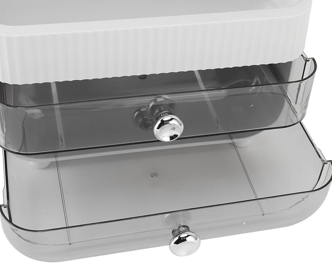 Makeup Organizer with PET Material and 2 Drawers for Bathroom Countertop (Large)
