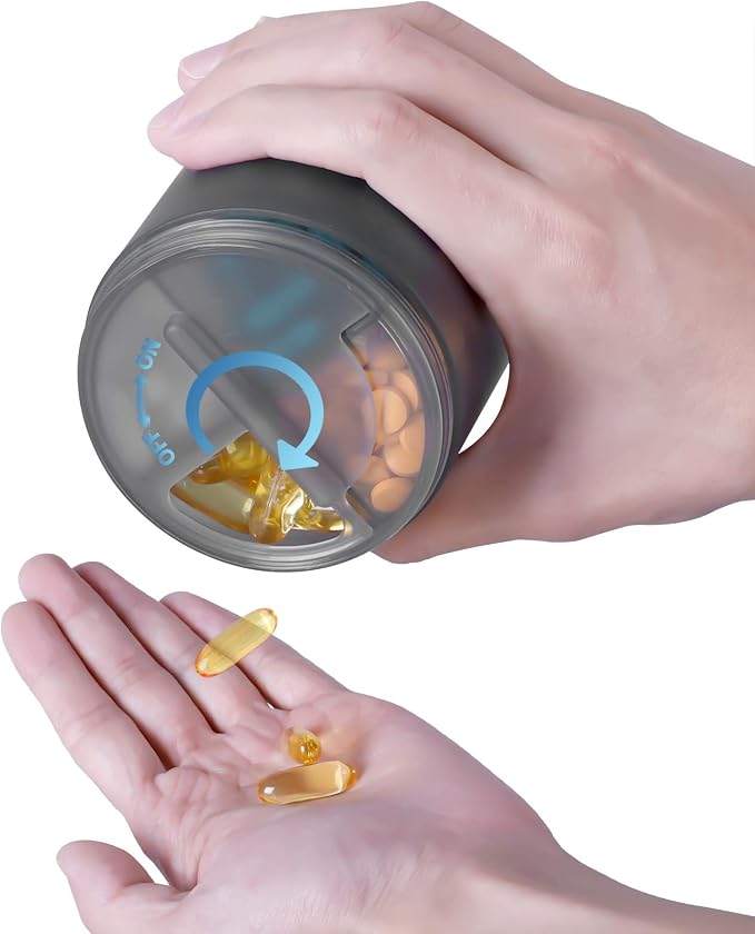 KIGI 2 Pack Extra Large Capacity Double Layers Medicine Organizer and Pill Case with 8 Compartments, Medicine Dispenser, Monthly Vitamins Organizers, Pill Bottle