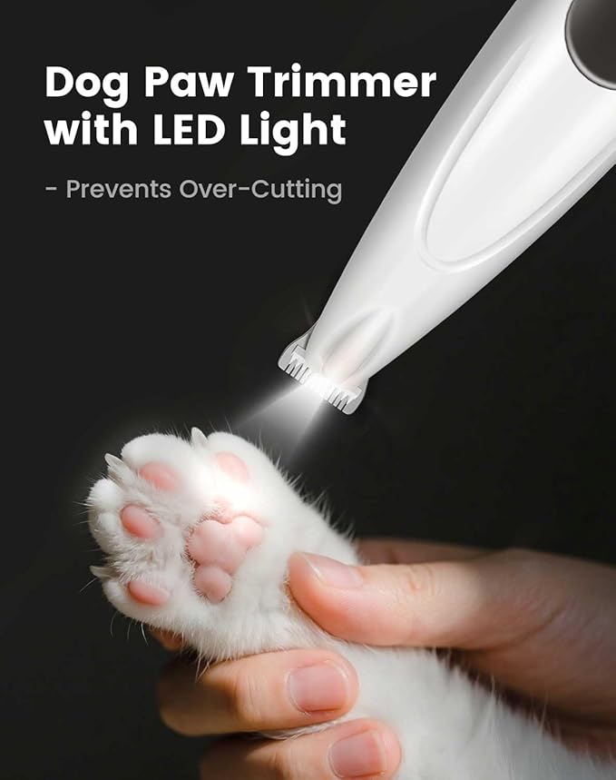 PAPMINI 2 in 1 Dog Nail Grinder Quiet and Dog Paw Trimmer, Powerful Painless Electric Dog Nail Trimmers for Large Medium Small Dogs, Rechargeable Cordless Dog Hair Clippers for Paws, Ears, Eyes, Rump