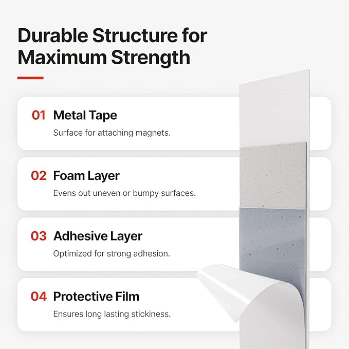 Adhesive Metal Strips for Magnets 1.4" x 10 Ft，Metal Tape Self Adhesive, Ferrous Tape for Magnets, Metal Magnet Strips, Metallic Steel Strip Roll
