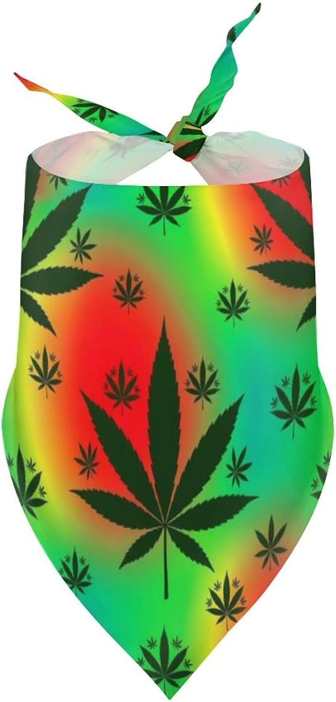 Washable Portable Pet Scarf Rasta Leaf Weedleaf for Small to Large Dogs Travel, Wedding Party, Daily Wear, Ultra Soft Fashion Scarves