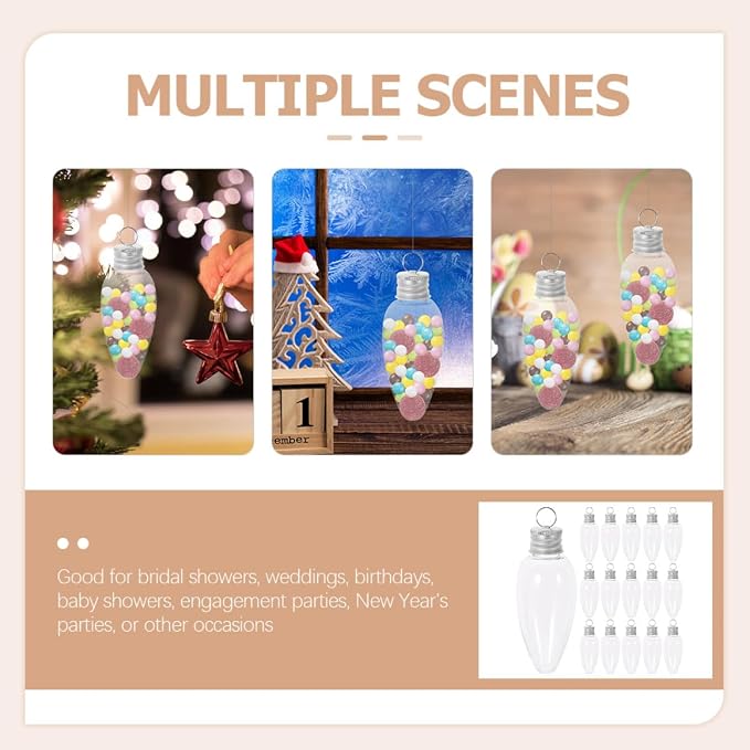 BESPORTBLE 20pcs 35ml Bulb Shaped Candy Bottles Pet Material Christmas Candy Containers Party Favor Storage for Holiday Decorations