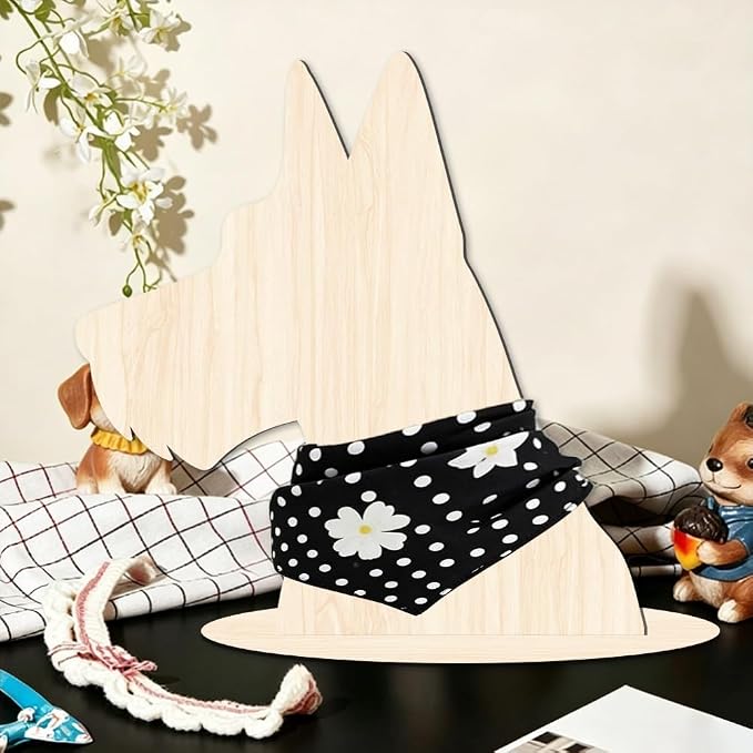 Dog Mannequin for Clothing Scarf Bandana 11.8 x 11.5 x 0.2 Inch Dog Display Stand Wooden Pet Silhouette Display Stand for Pet Stores Shops Window Show Photography Prop Home Decorations