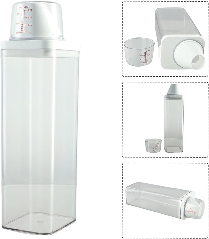 Laundry Detergent Container 1900ml Airtight Powder Storage Box with Measuring Cup Leak for proof Dispenser for Liquid Soap Cleaning Supplies Large Capacity Kitchen Organizer(1500ml)