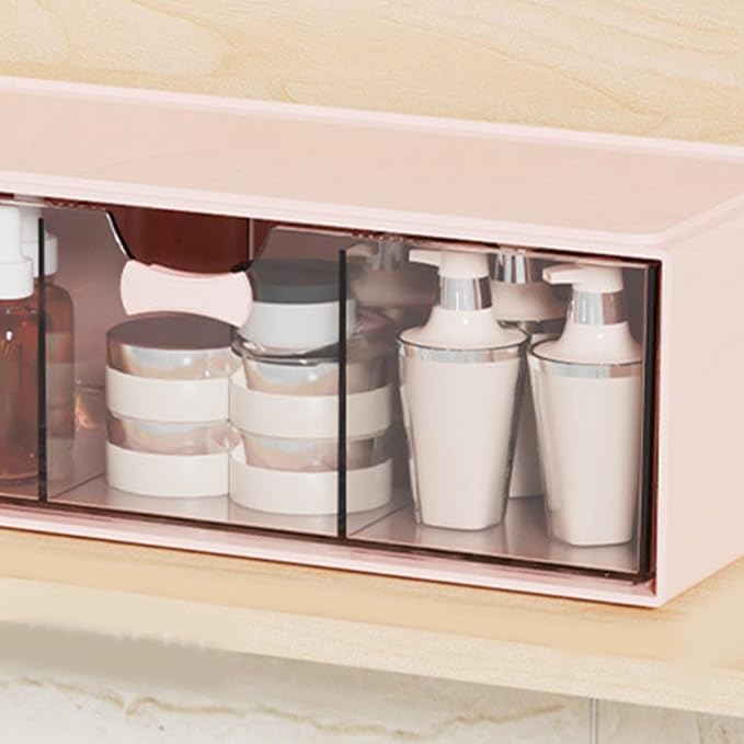 Desktop Lipstick Cosmetic Makeup Organizer Stackable Storage Box Pink