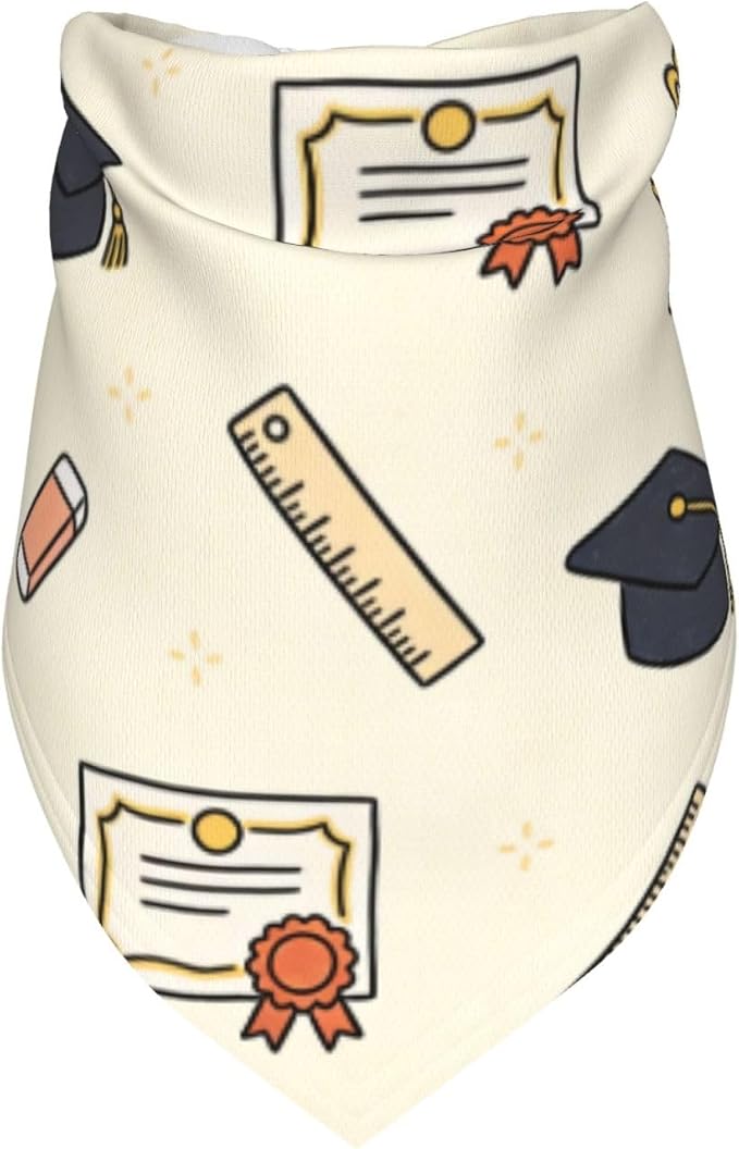 Teacher's Pet Dog Bandana,Funny Bandana Gift,Photo Prop Accessories for Dog Lovers Owner Gift,Triangle Reversible Fall Scarf, Adjustable (Cream-Colored)