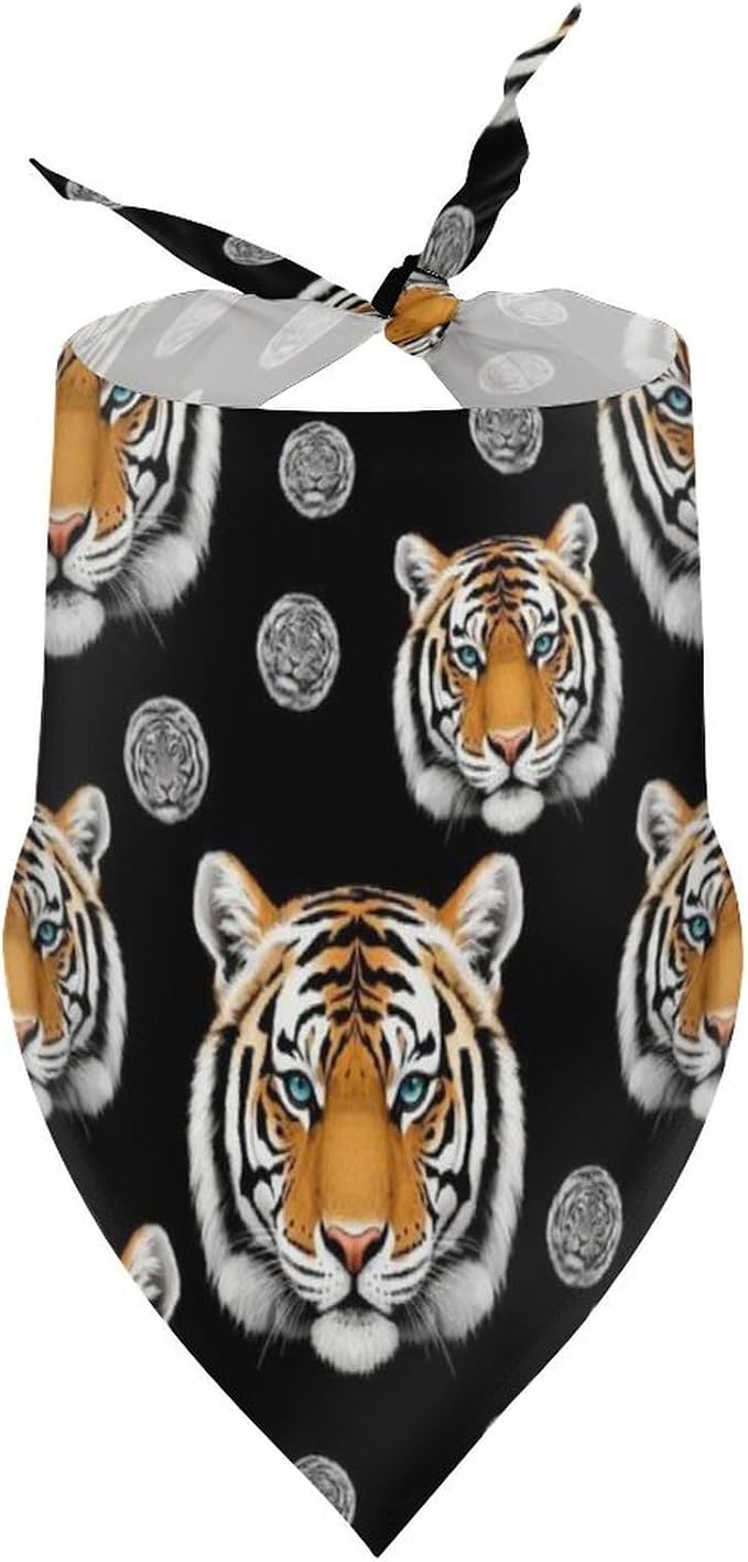 Lightweight and Comfortable Pet Scarves White Tiger Dots Tigers for Dogs Outdoor Activities, Going Out, Daily Use, Casual Fashion Cats Scarf