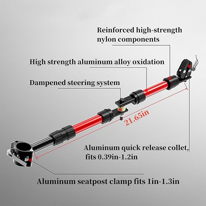 Bike Trailer Hitch for Wagon Camping Rolling Cart Collapsible Wagon with 360° Swivel Joint & Shock Absorber, Quick-Release Clamps for Folding Wagons, Pet Carts & Garden Trailers