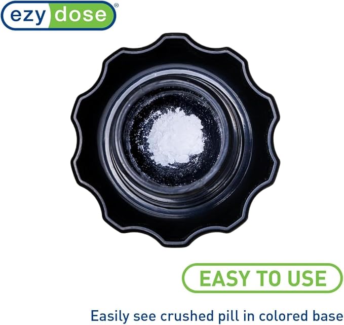 Ezy Dose Pill Crusher & Tablet Grinder, Storage Compartment, Large, Black | Pill, Vitamins, Tablets, Crusher for Pets, Elderly, Crushes Medications into Fine Powder, Easy-to-Use Design, BPA Free