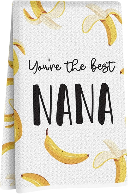Nana Gifts Banana Kitchen Towels 24x14 Inch, Nana Gift from Grandkids Reusable Dish Towels for Kitchen Bathroom Decor, Waffle Weave Absorbent Hand Cloth Tea Towel, Grandma Gifts for Mothers Day