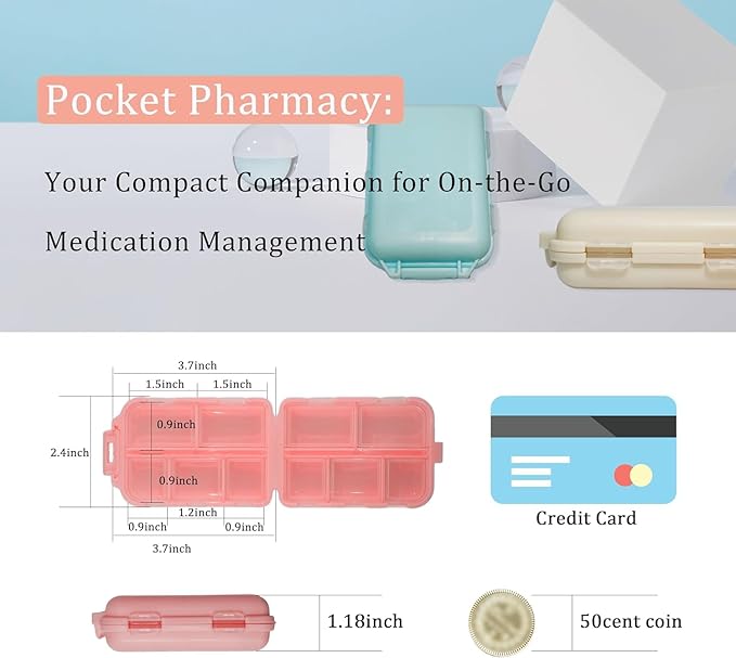Pill Organizer with 161 Medicine Labels, Purple Travel Pill Case | Compact 10-compartment pill case with 161 labels for daily vitamins, supplements, 7-day planning, purse, backpack, and travel
