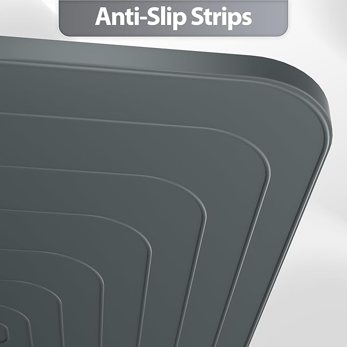 Silicone Dog Food Mat, Waterproof Anti-Slip Pet Feeding Mat with Warped Resistant Raised Edge,Spill-Proof Lip Floor Protection,Dishwasher-Safe Pet Placemat for Dogs & Cats(M 20" x 14" Gray)
